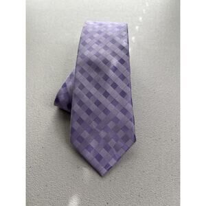Nick Graham Purple Plaid Pattern Handmade Slim Tie NWOT